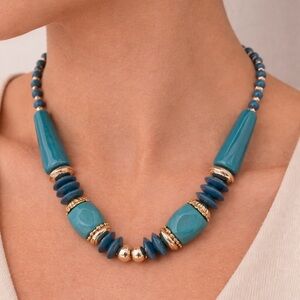 Vintage Style Turquoise Statement Necklace Boho Tribal Southwestern